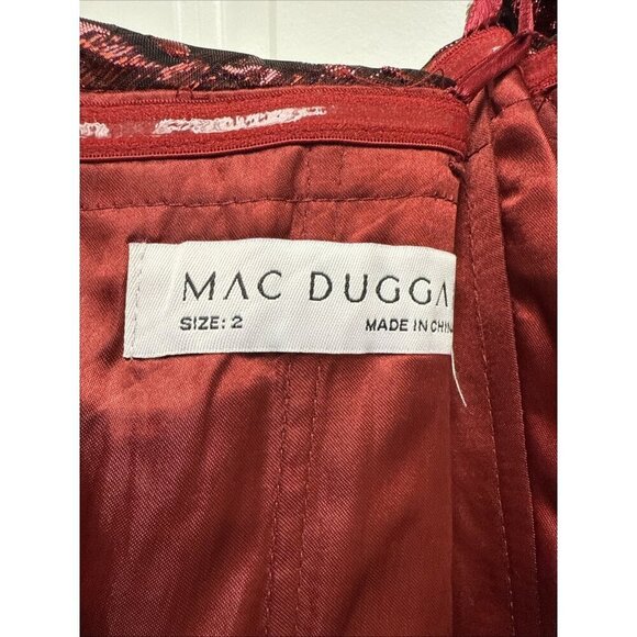 Mac Duggal Size 2 Red 68622 Brocade Off Shoulder Bow Detail Mini Cocktail Dress - Picture 6 of 7